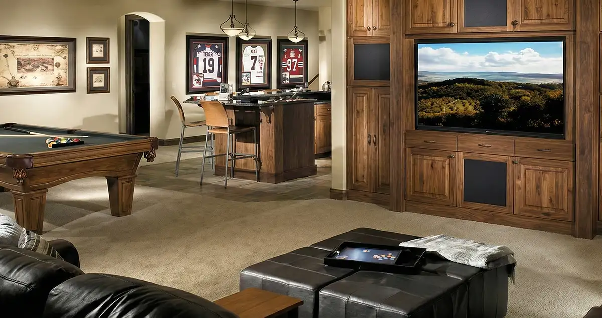 finished basement remodeling project transforming a basement into a comfortable living space in Savannah, GA