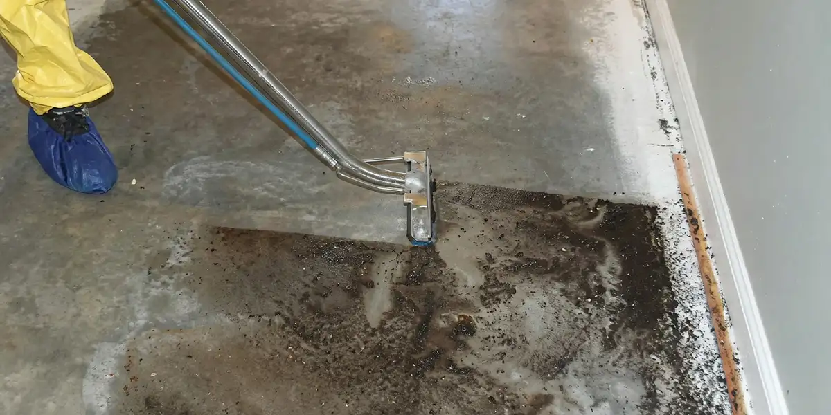 sewage removal technicians extracting contaminated wastewater from a residential floor in Savannah, GA