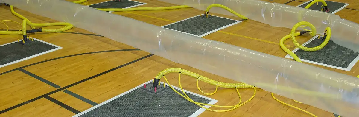 water clean up drying system set up to remove moisture and prevent further damage in Savannah, GA
