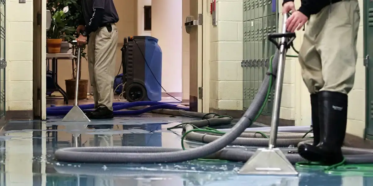 water damage restoration technicians performing professional water extraction inside a property in Savannah, GA